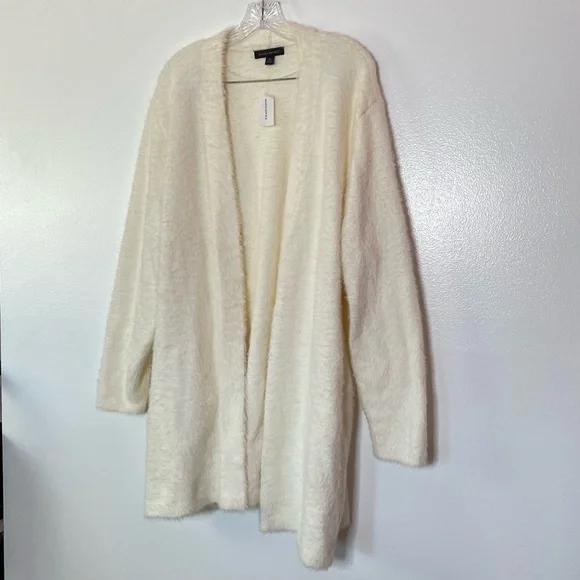 NWT Banana Republic Ivory White Fuzzy Long Cardigan Sweater Sz XXL - Picture 5 of 7